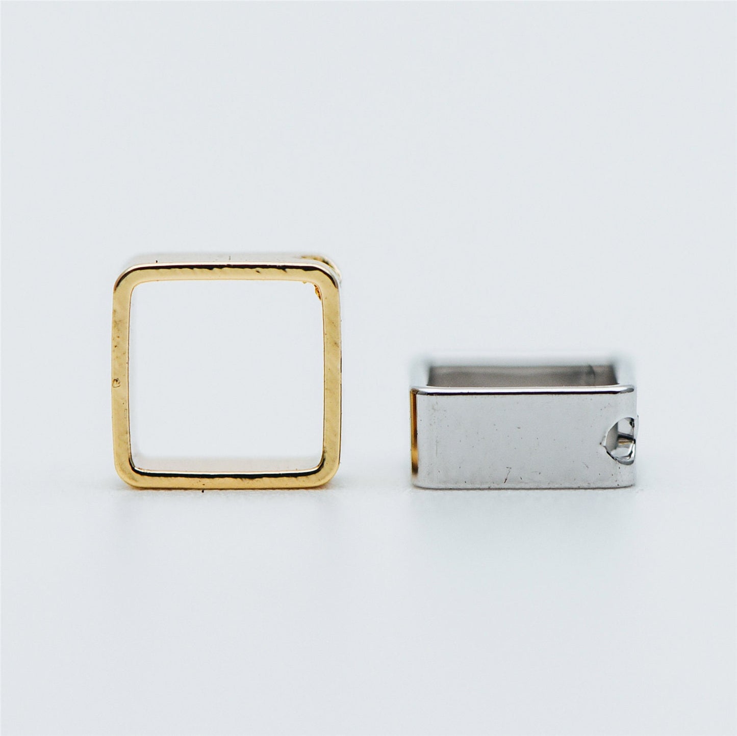 10pcs Gold/ Silver tone Square Link Charms 6mm, Gold/ Rhodium plated Brass, Geometric Hoop Connectors with 1 Hole (GB-616)