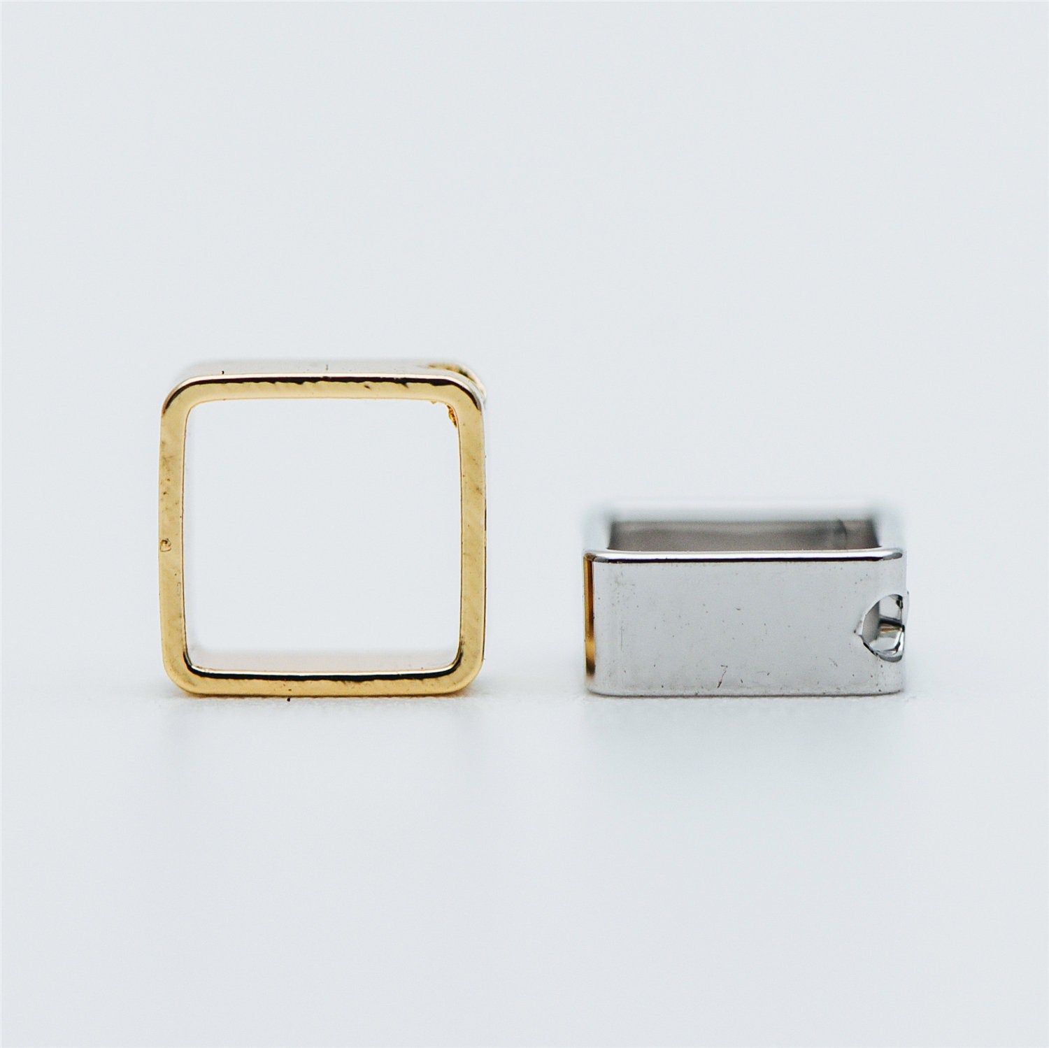10pcs Gold/ Silver tone Square Link Charms 6mm, Gold/ Rhodium plated Brass, Geometric Hoop Connectors with 1 Hole (GB-616)