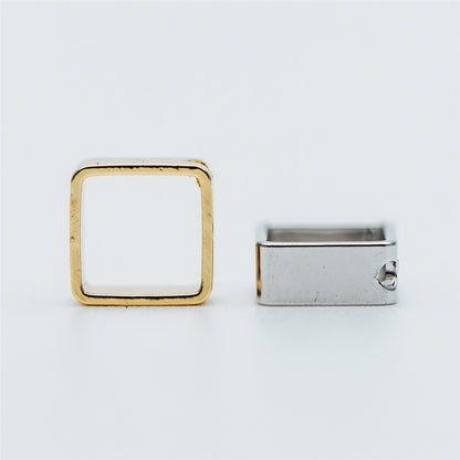 10pcs Gold/ Silver tone Square Link Charms 6mm, Gold/ Rhodium plated Brass, Geometric Hoop Connectors with 1 Hole (GB-616)