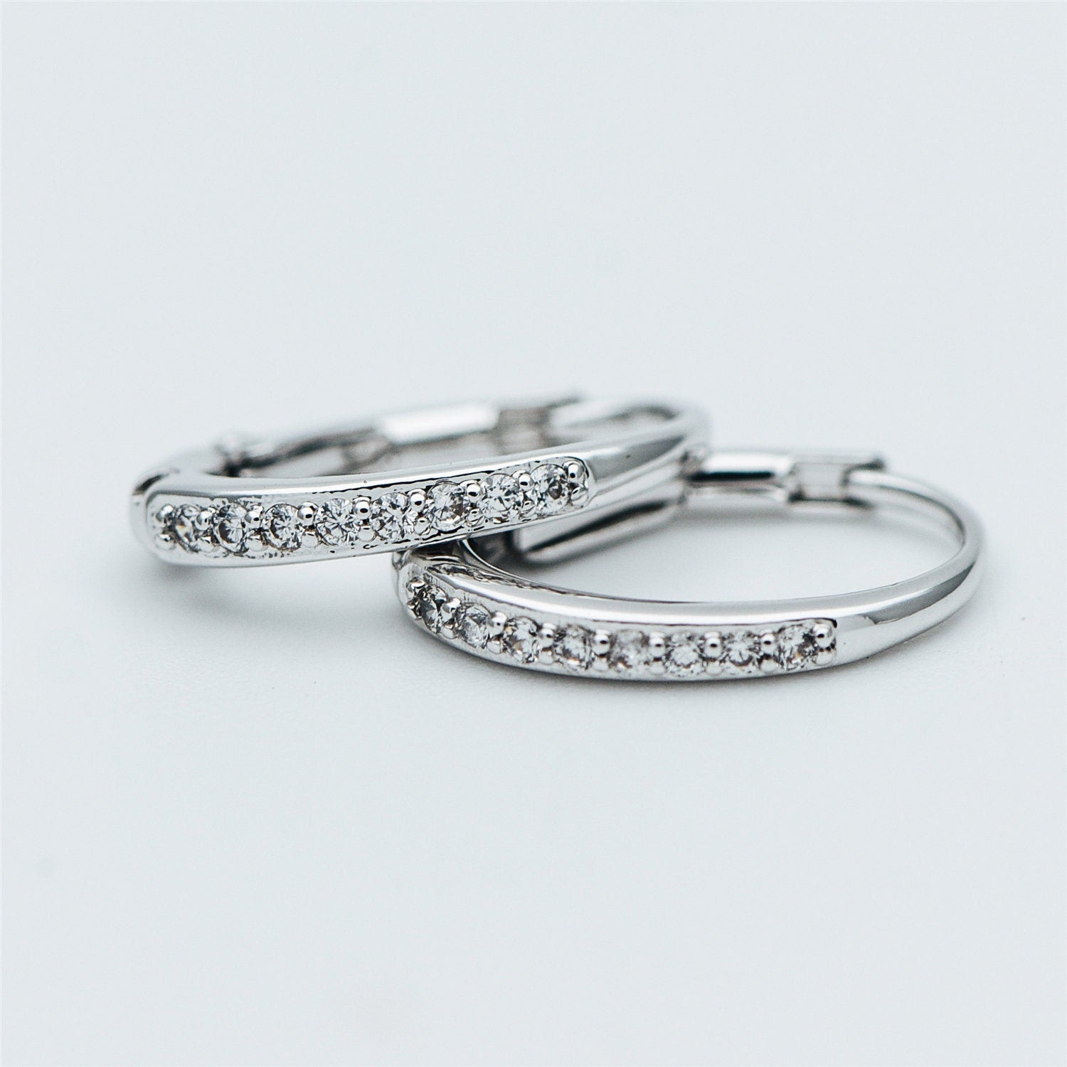 10pcs CZ Gold/ Silver tone Oval Leverback Ear Hooks 15x10mm, Gold/ Rhodium plated on Brass, Earring Hoop Components (GB-619)