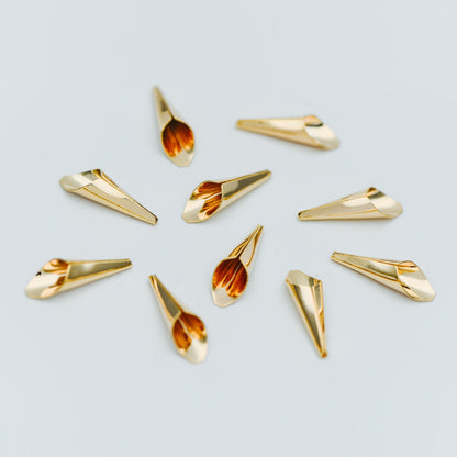 10pcs Gold Floral Bead Tassel Caps 22x7mm, Real Gold plated Brass Cap Ends (GB-626)