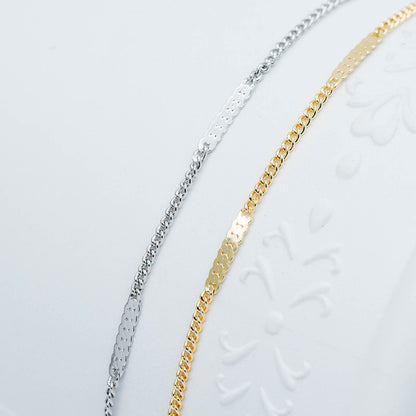 Dainty Gold/ Silver tone Flat Link Chains 1.9mm, Real Gold/ Rhodium plated on Brass Tiny Chain (#LK-177)/ 1 Meter=3.3 ft