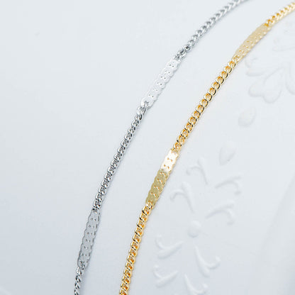 Dainty Gold/ Silver tone Flat Link Chains 1.9mm, Real Gold/ Rhodium plated on Brass Tiny Chain (#LK-177)/ 1 Meter=3.3 ft