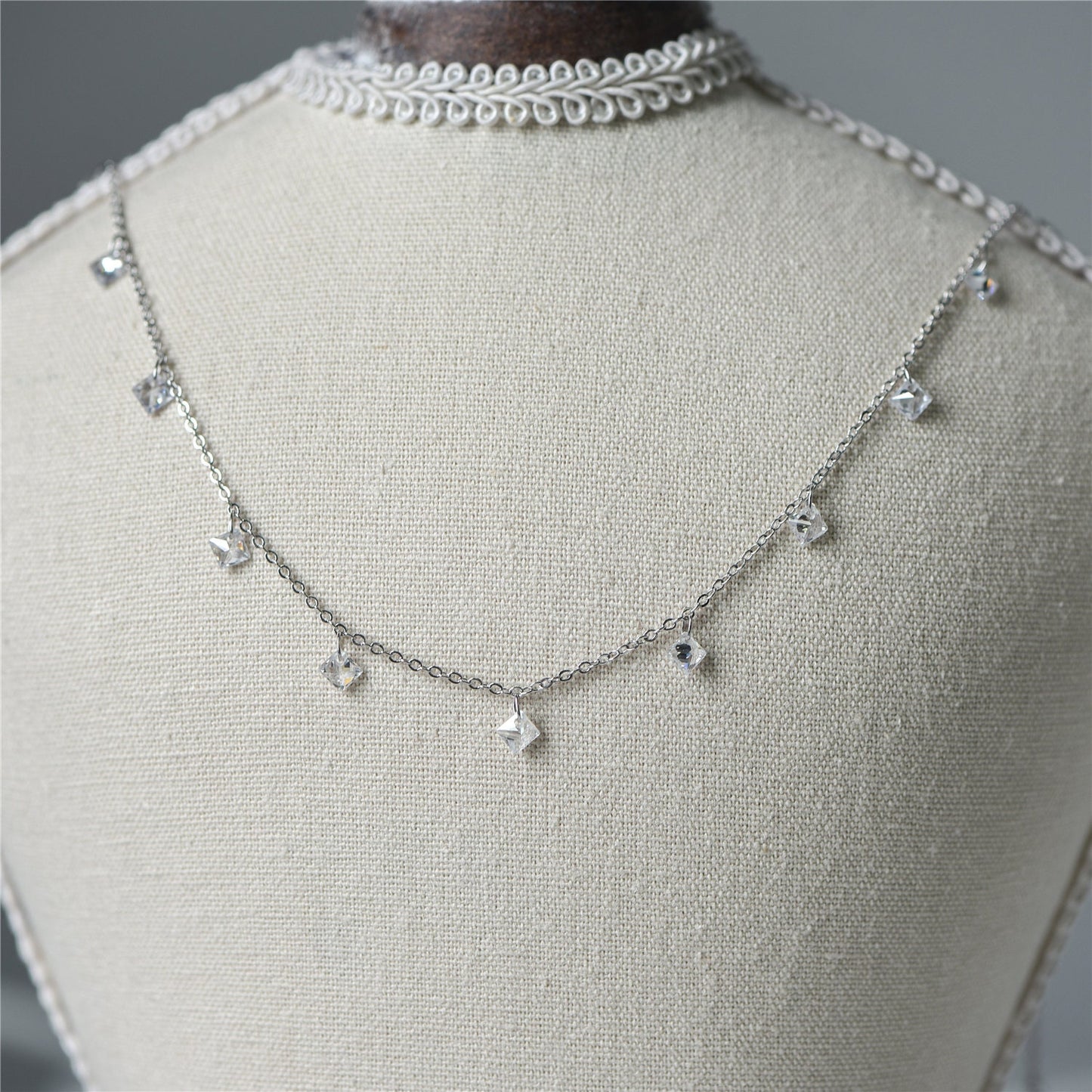 Gold/ Silver tone Beaded Chains, Gold/ Rhodium plated Brass Chain with CZ Beads 4mm (#LK-192)/ 1 Meter=3.3 ft