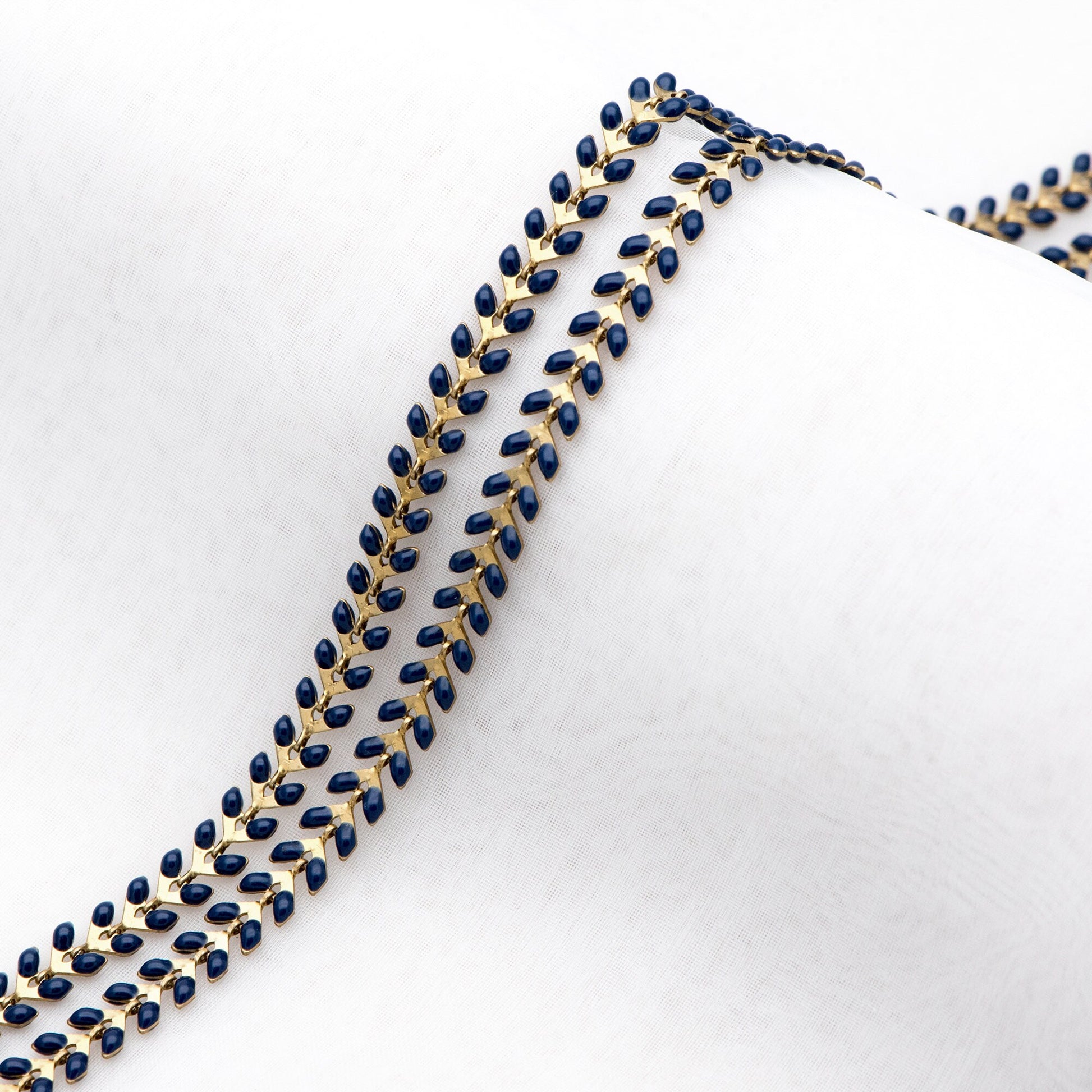 Dark Blue Enamel Brass Arrow Chain 6mm, Flat Chevron Chain, Herringbone Fish bone Designer Chain (#LK-048-17)/ 1 Meter=3.3ft