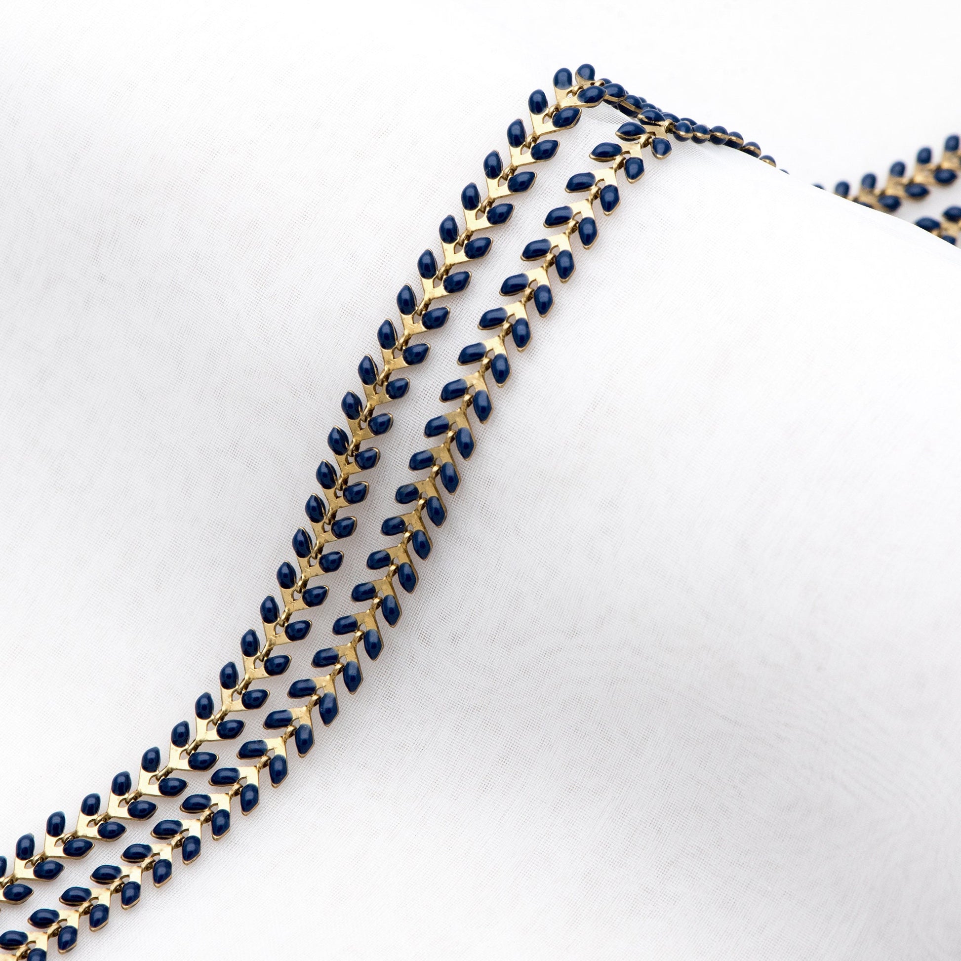 Dark Blue Enamel Brass Arrow Chain 6mm, Flat Chevron Chain, Herringbone Fish bone Designer Chain (#LK-048-17)/ 1 Meter=3.3ft