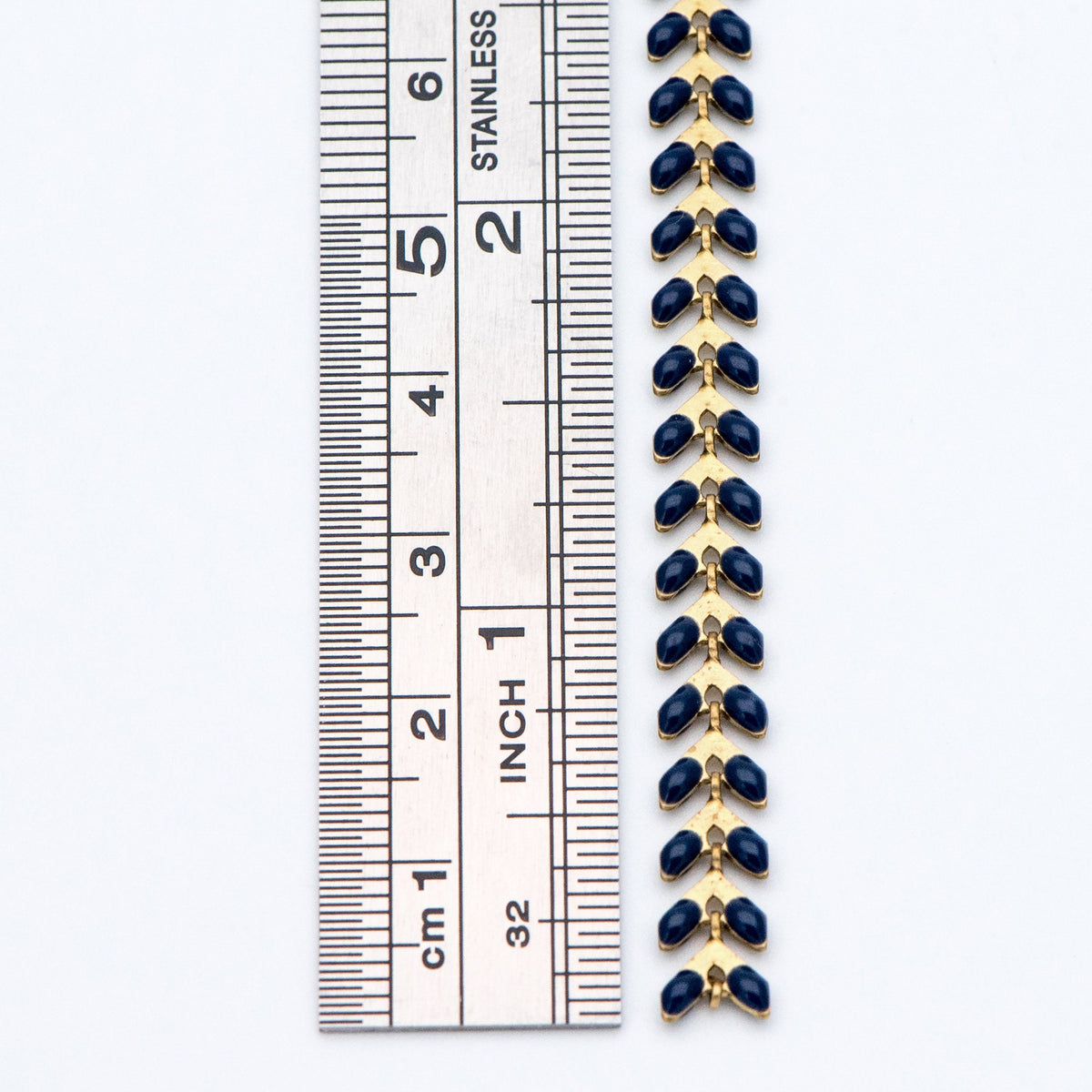Dark Blue Enamel Brass Arrow Chain 6mm, Flat Chevron Chain, Herringbone Fish bone Designer Chain (#LK-048-17)/ 1 Meter=3.3ft