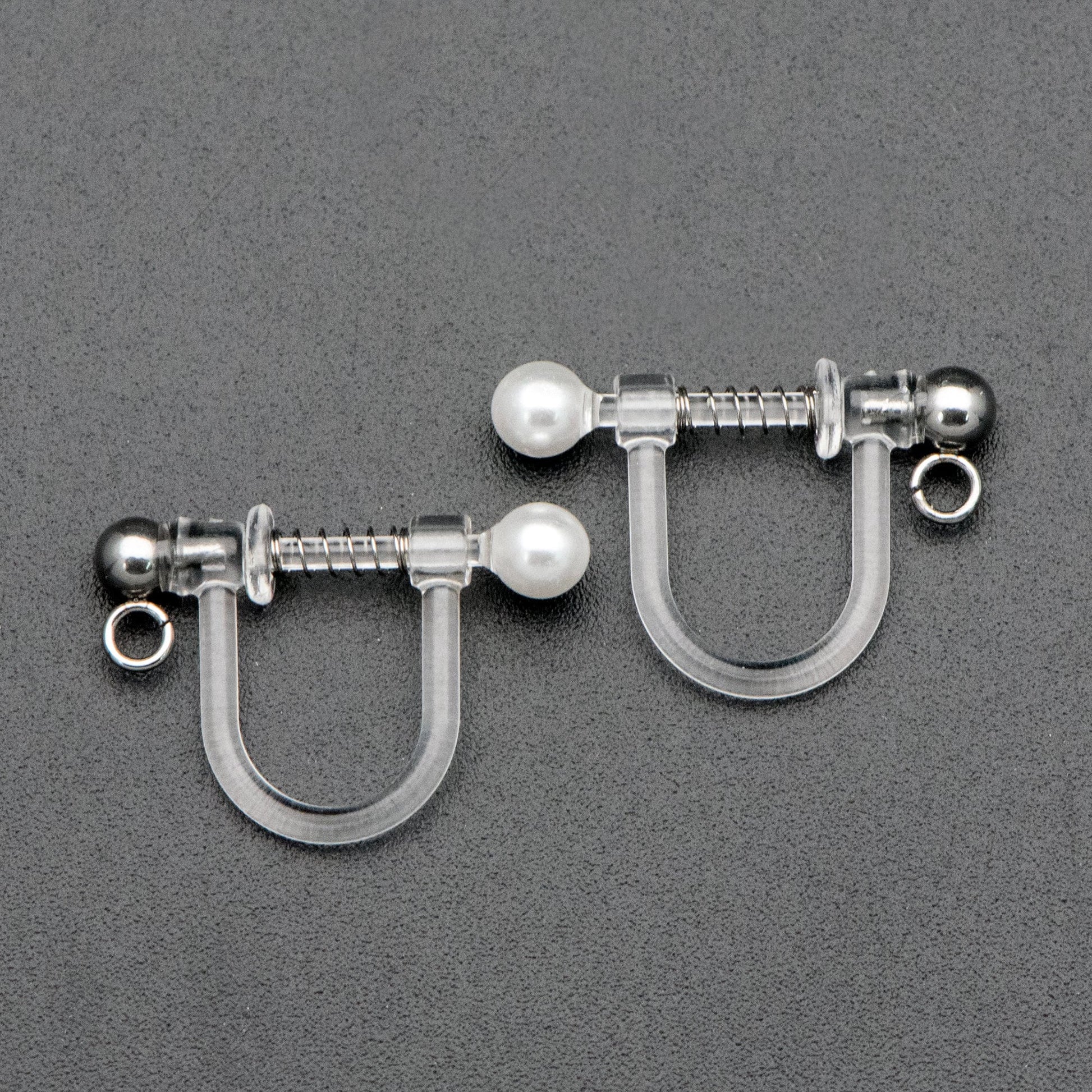 10pcs Resin Clip On Earring Findings, Rhodium plated Brass Earwire, Silver Non Pierced Earrings (GB-670)