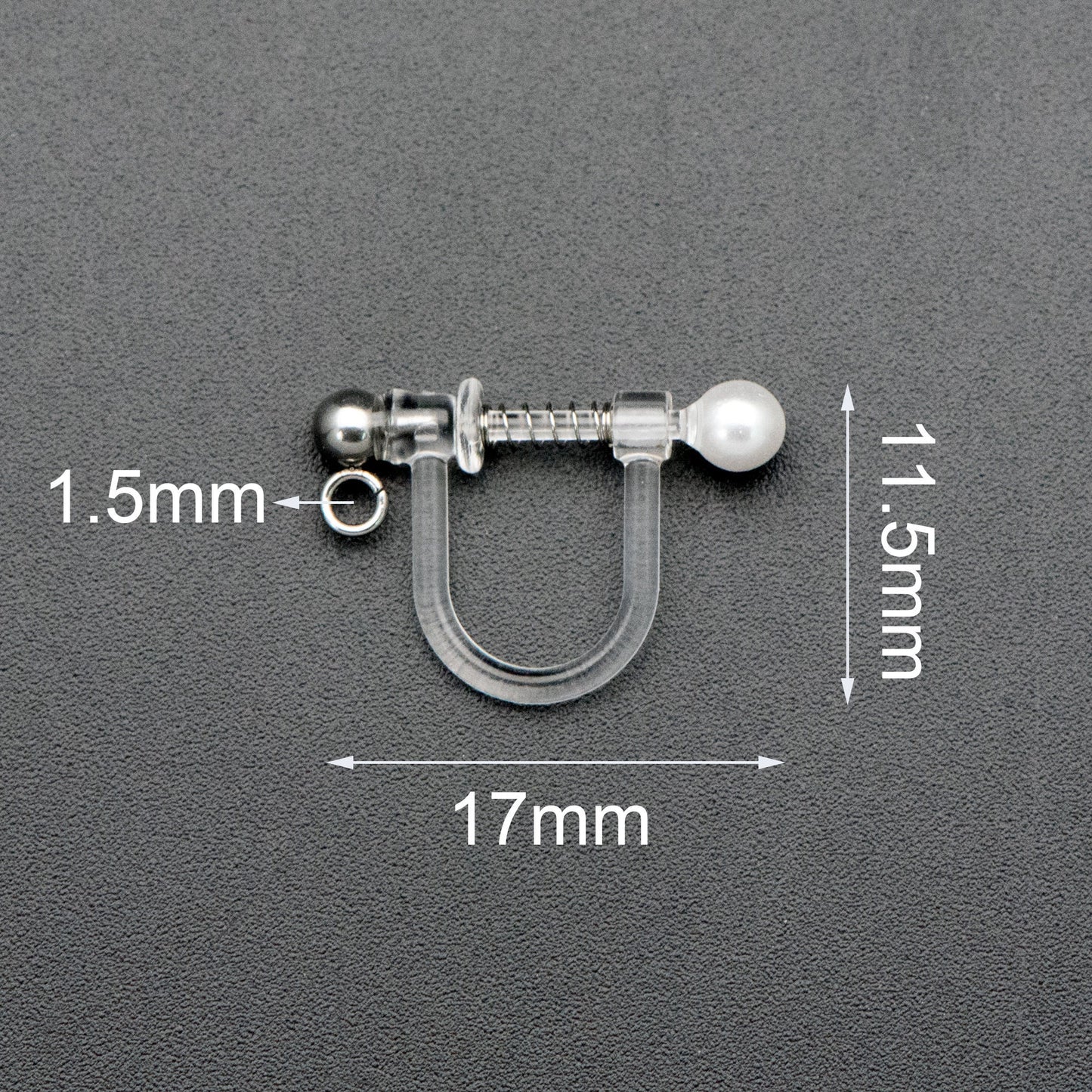 10pcs Resin Clip On Earring Findings, Rhodium plated Brass Earwire, Silver Non Pierced Earrings (GB-670)