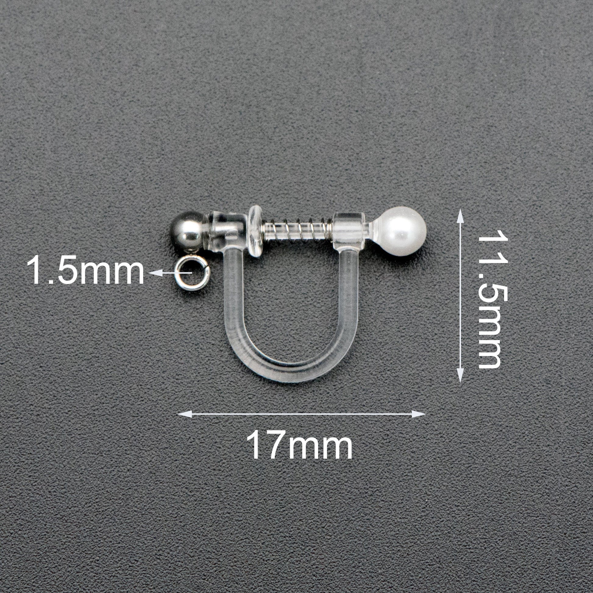 10pcs Resin Clip On Earring Findings, Rhodium plated Brass Earwire, Silver Non Pierced Earrings (GB-670)