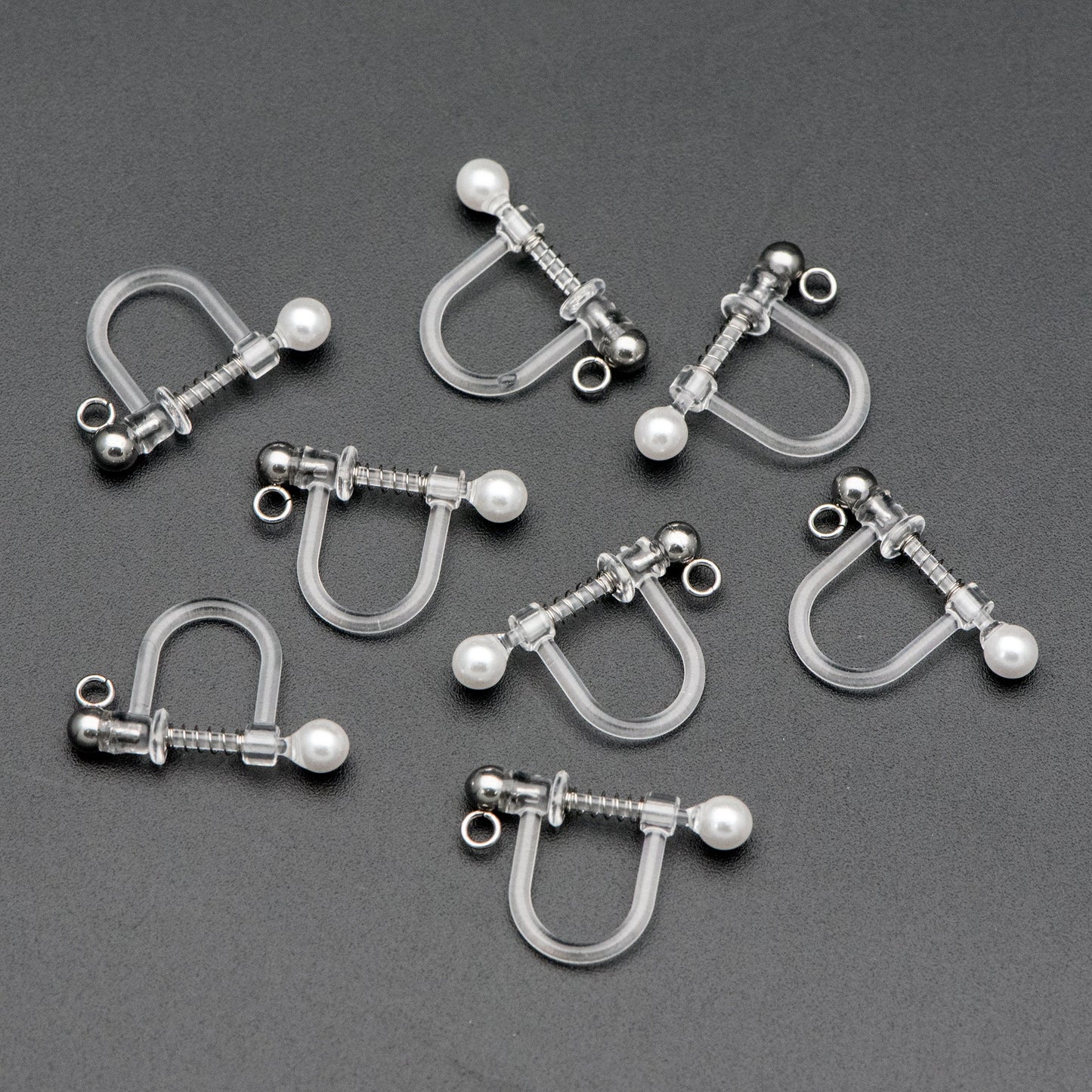10pcs Resin Clip On Earring Findings, Rhodium plated Brass Earwire, Silver Non Pierced Earrings (GB-670)