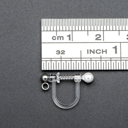 10pcs Resin Clip On Earring Findings, Rhodium plated Brass Earwire, Silver Non Pierced Earrings (GB-670)