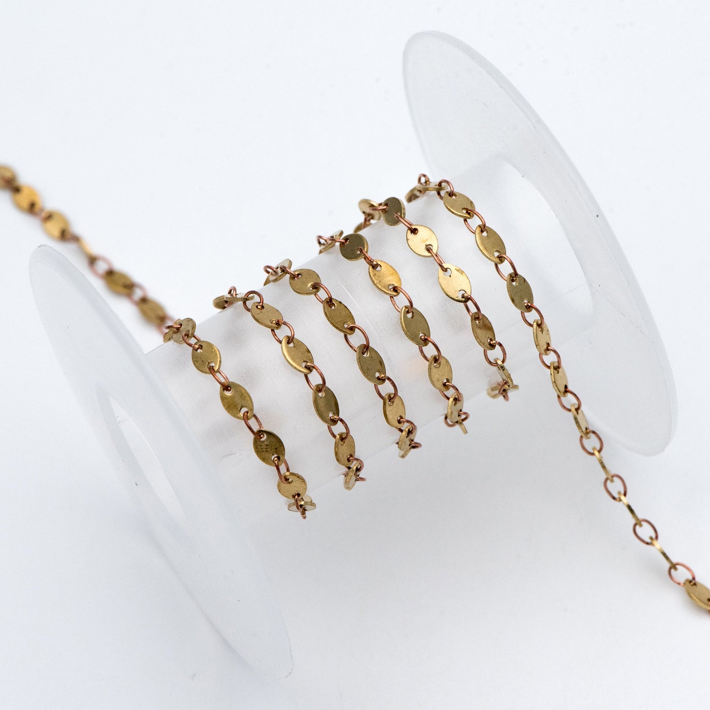 Raw Brass Oval Disc Chains 3x5mm, Handmade Disk Geometric Chain Wholesale (#LK-266-RB)/ 1 Meter=3.3 feet