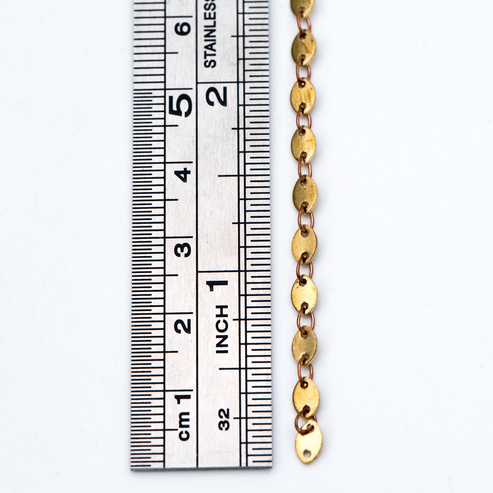 Raw Brass Oval Disc Chains 3x5mm, Handmade Disk Geometric Chain Wholesale (#LK-266-RB)/ 1 Meter=3.3 feet