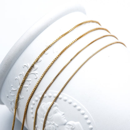 Raw Brass Box Chains Wholesale, 0.7/ 0.9/ 1.1m Thin (#LK-259-RB)/ 1 Meter=3.3 ft