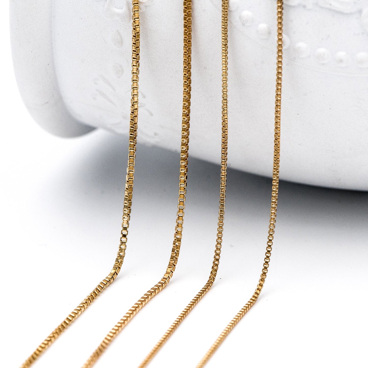 Raw Brass Box Chains Wholesale, 0.7/ 0.9/ 1.1m Thin (#LK-259-RB)/ 1 Meter=3.3 ft