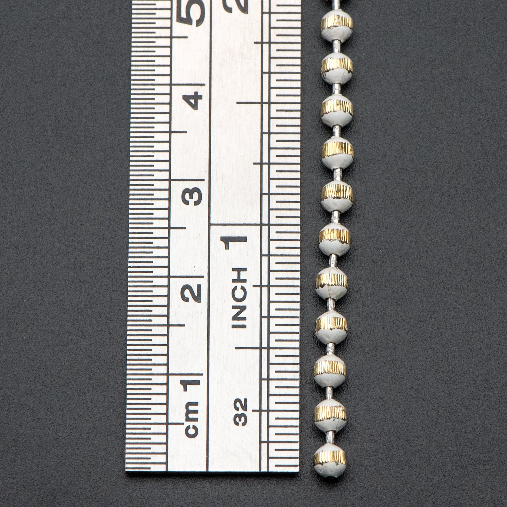 Brass Beaded Ball Chain 3mm, White Grey Coffee (#LK-255)/ 1 Meters=3.3ft