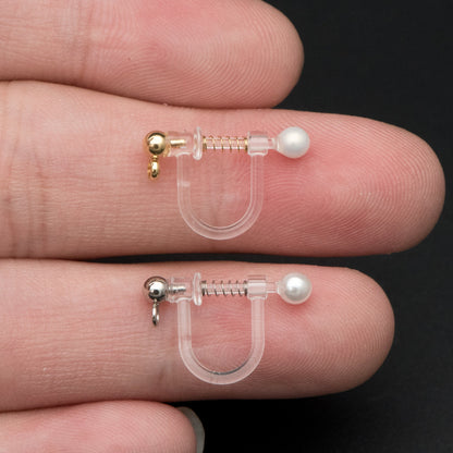 10pcs Resin Clip On Earring Findings,Gold/ Silver tone Non Pierced Earrings (GB-507)
