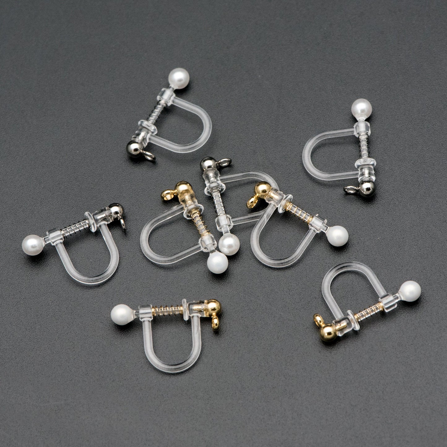 10pcs Resin Clip On Earring Findings,Gold/ Silver tone Non Pierced Earrings (GB-507)