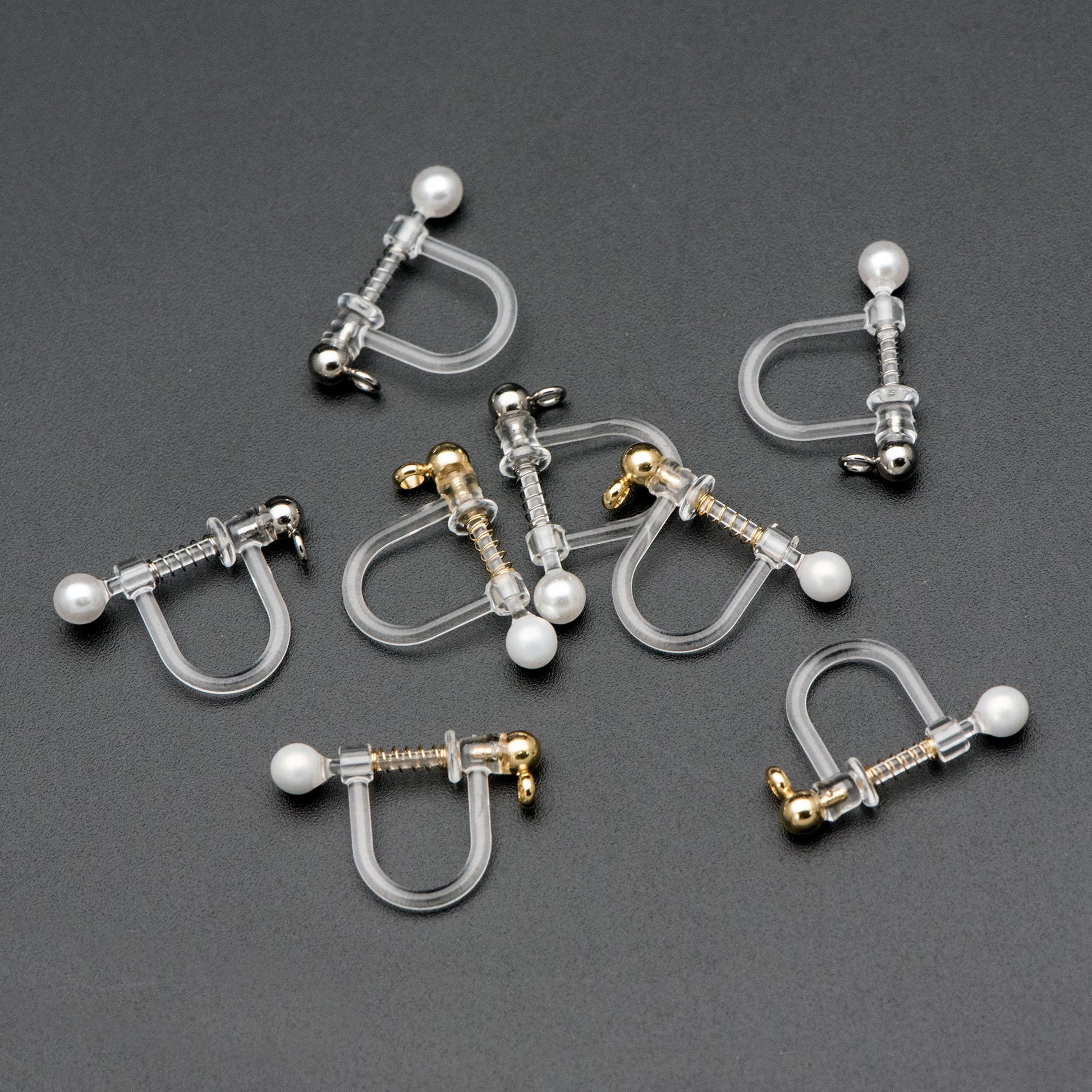 10pcs Resin Clip On Earring Findings,Gold/ Silver tone Non Pierced Earrings (GB-507)
