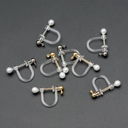 10pcs Resin Clip On Earring Findings,Gold/ Silver tone Non Pierced Earrings (GB-507)