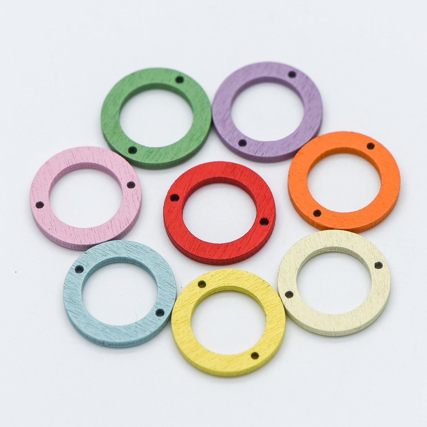 20pcs Wood Round Circle Pendants 23mm, Geometric Connector Charms, DIY Jewelry Components (#HT-65)