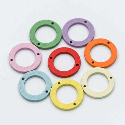20pcs Wood Round Circle Pendants 23mm, Geometric Connector Charms, DIY Jewelry Components (#HT-65)