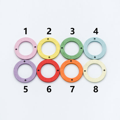 20pcs Wood Round Circle Pendants 23mm, Geometric Connector Charms, DIY Jewelry Components (#HT-65)