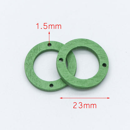 20pcs Wood Round Circle Pendants 23mm, Geometric Connector Charms, DIY Jewelry Components (#HT-65)