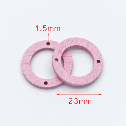 20pcs Wood Round Circle Pendants 23mm, Geometric Connector Charms, DIY Jewelry Components (#HT-65)