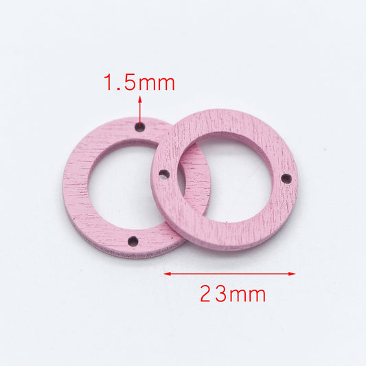 20pcs Wood Round Circle Pendants 23mm, Geometric Connector Charms, DIY Jewelry Components (#HT-65)