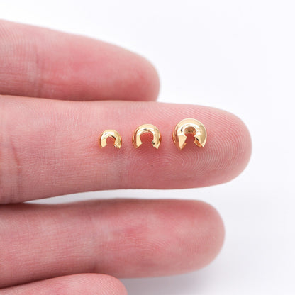 20pcs Gold/ Silver tone Crimp Beads Covers, 18K Gold/ Rhodium plated Brass, Conceal Crimp Ends 4/ 5/ 6mm (GB-637)