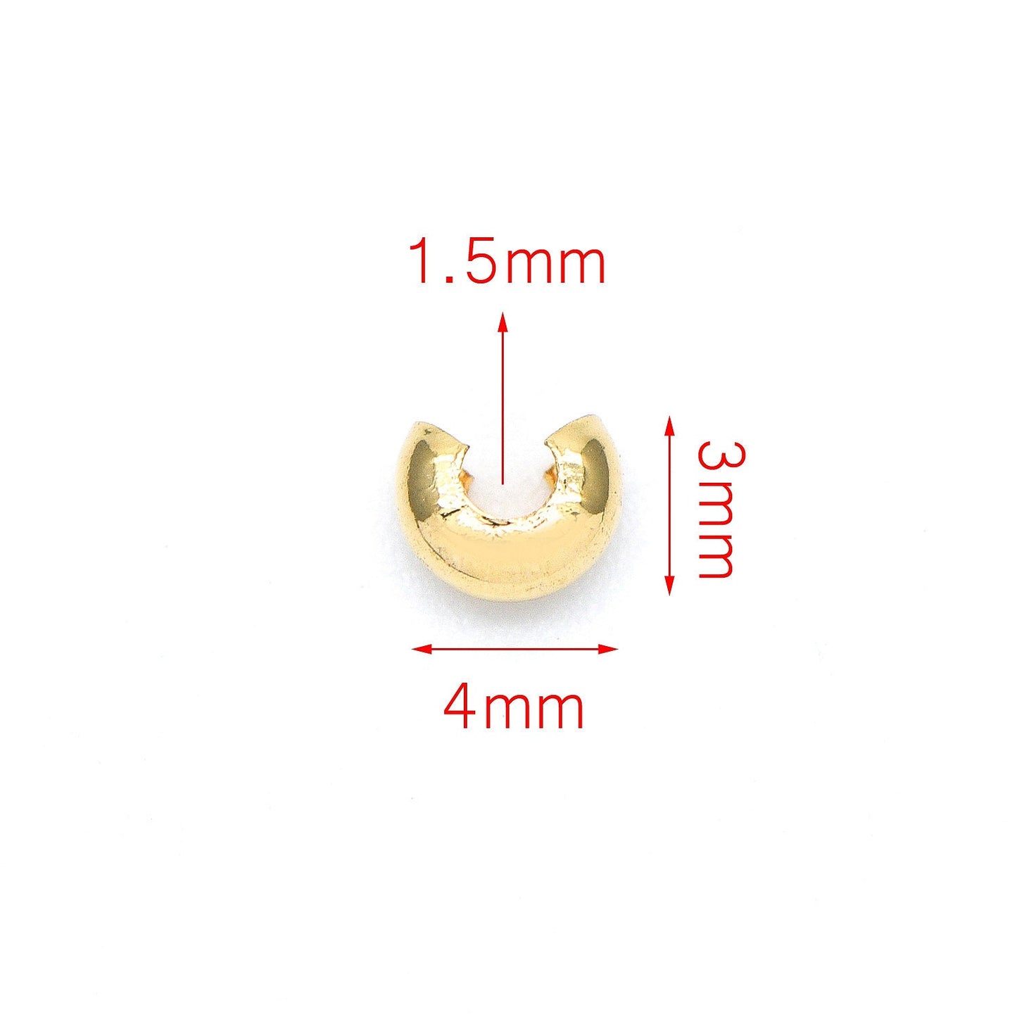 20pcs Gold/ Silver tone Crimp Beads Covers, 18K Gold/ Rhodium plated Brass, Conceal Crimp Ends 4/ 5/ 6mm (GB-637)