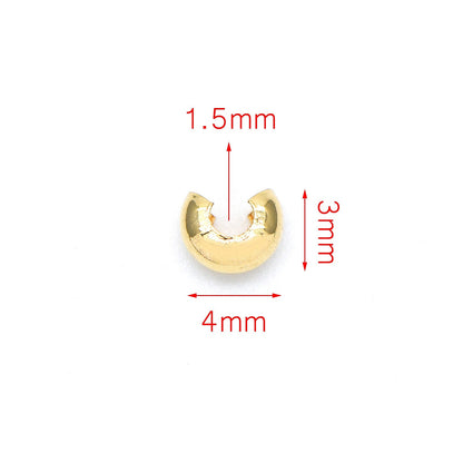 20pcs Gold/ Silver tone Crimp Beads Covers, 18K Gold/ Rhodium plated Brass, Conceal Crimp Ends 4/ 5/ 6mm (GB-637)