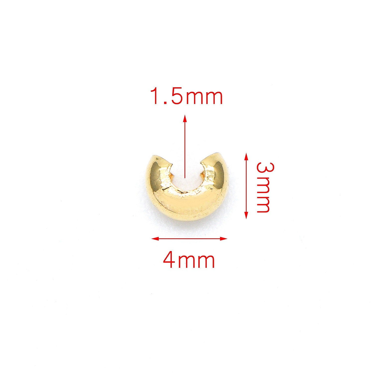 20pcs Gold/ Silver tone Crimp Beads Covers, 18K Gold/ Rhodium plated Brass, Conceal Crimp Ends 4/ 5/ 6mm (GB-637)