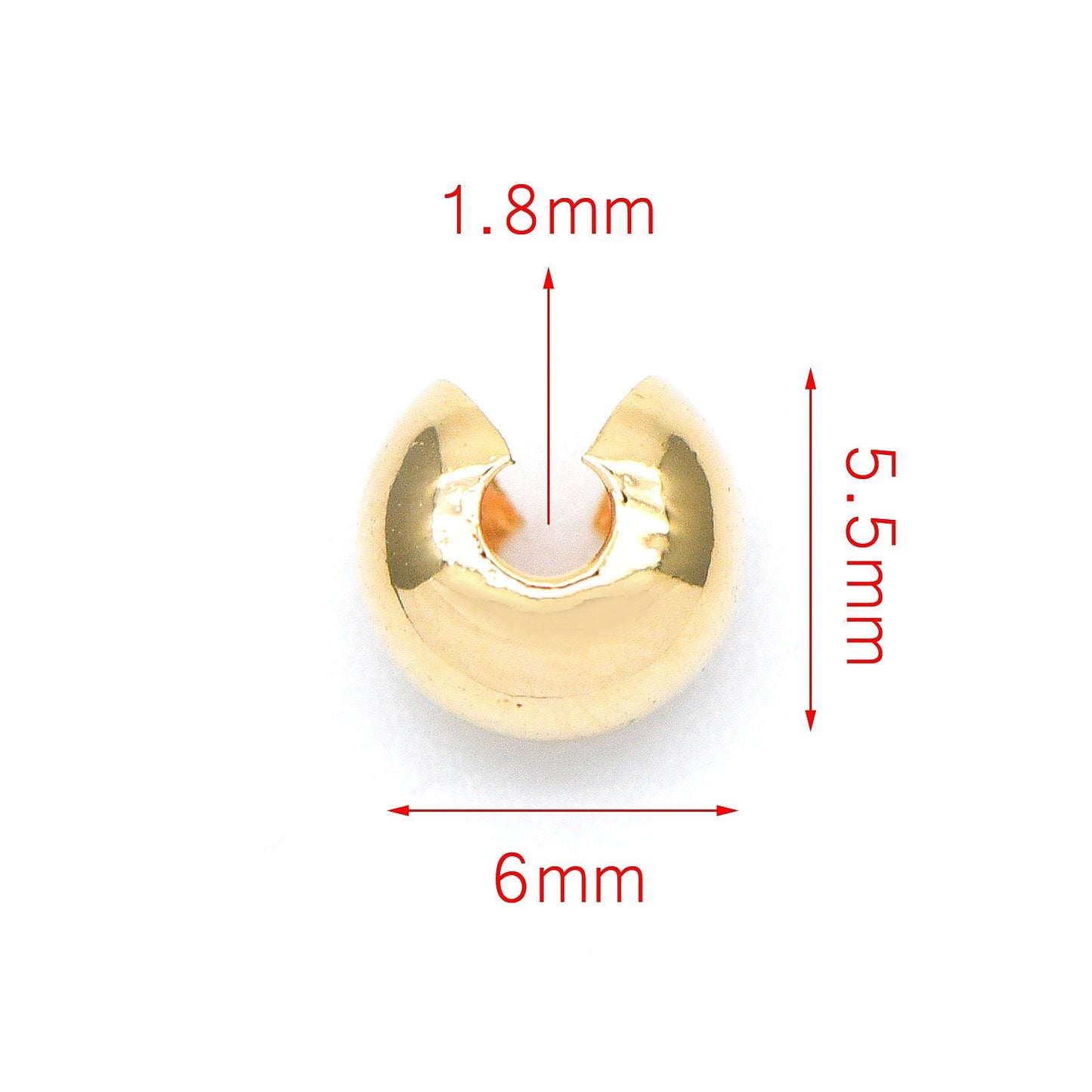 20pcs Gold/ Silver tone Crimp Beads Covers, 18K Gold/ Rhodium plated Brass, Conceal Crimp Ends 4/ 5/ 6mm (GB-637)