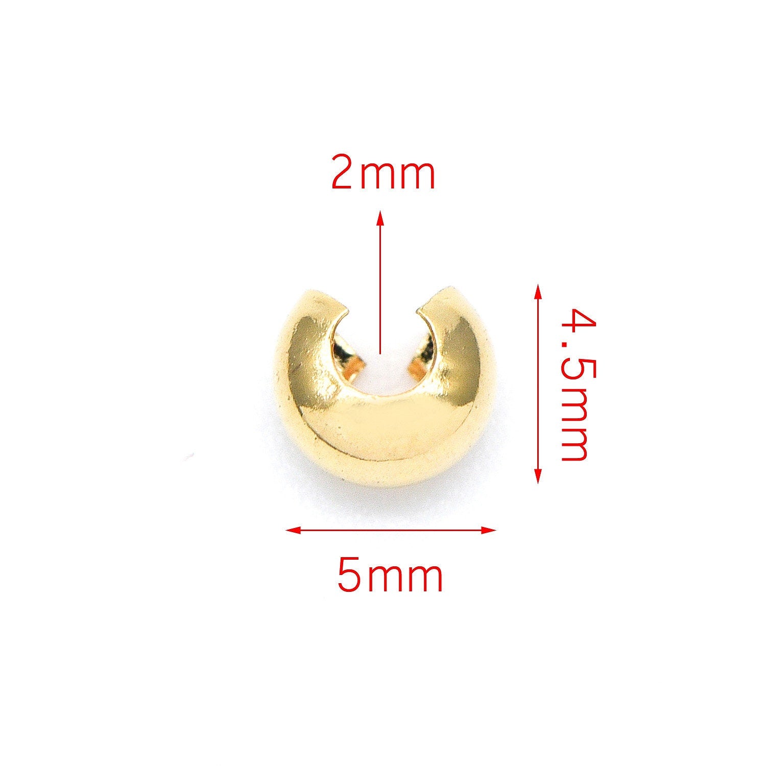 20pcs Gold/ Silver tone Crimp Beads Covers, 18K Gold/ Rhodium plated Brass, Conceal Crimp Ends 4/ 5/ 6mm (GB-637)