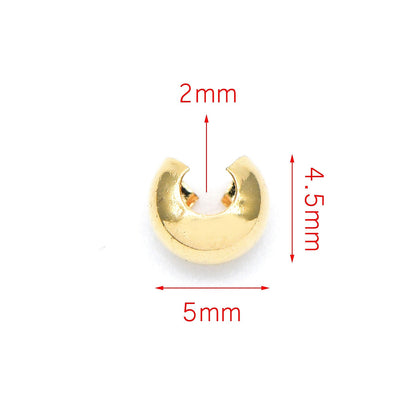 20pcs Gold/ Silver tone Crimp Beads Covers, 18K Gold/ Rhodium plated Brass, Conceal Crimp Ends 4/ 5/ 6mm (GB-637)