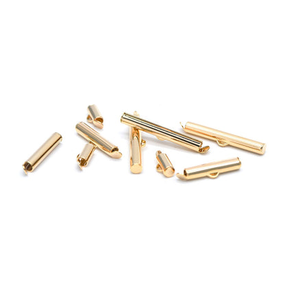 10pcs Slide On Tube Clasp, 18K Gold plated Brass, Multi Strands Clasp End for Beads/ Chains, Multi Size (GB-638)