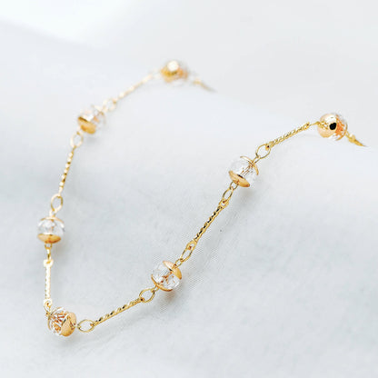 Gold Crystal Beaded Chain, 18K Gold plated Brass Chain with Crystal Rondelle Beads (#LK-216-1)/ 1 Meter=3.3ft