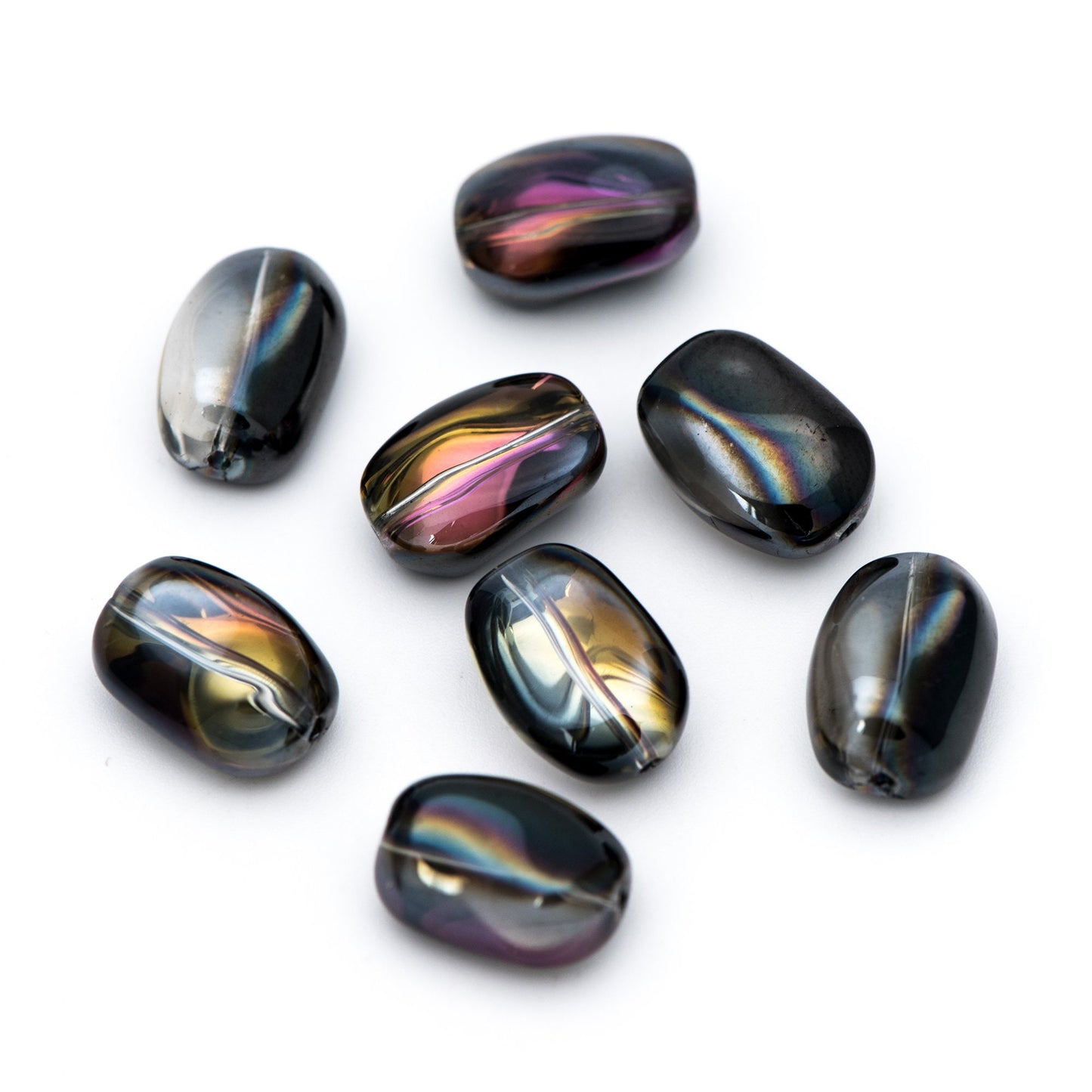 30pcs Faceted Glass Unique Beads, Stone Shaped Crystal beads 15mm, Sparkly Black Rose (GM-035-3)