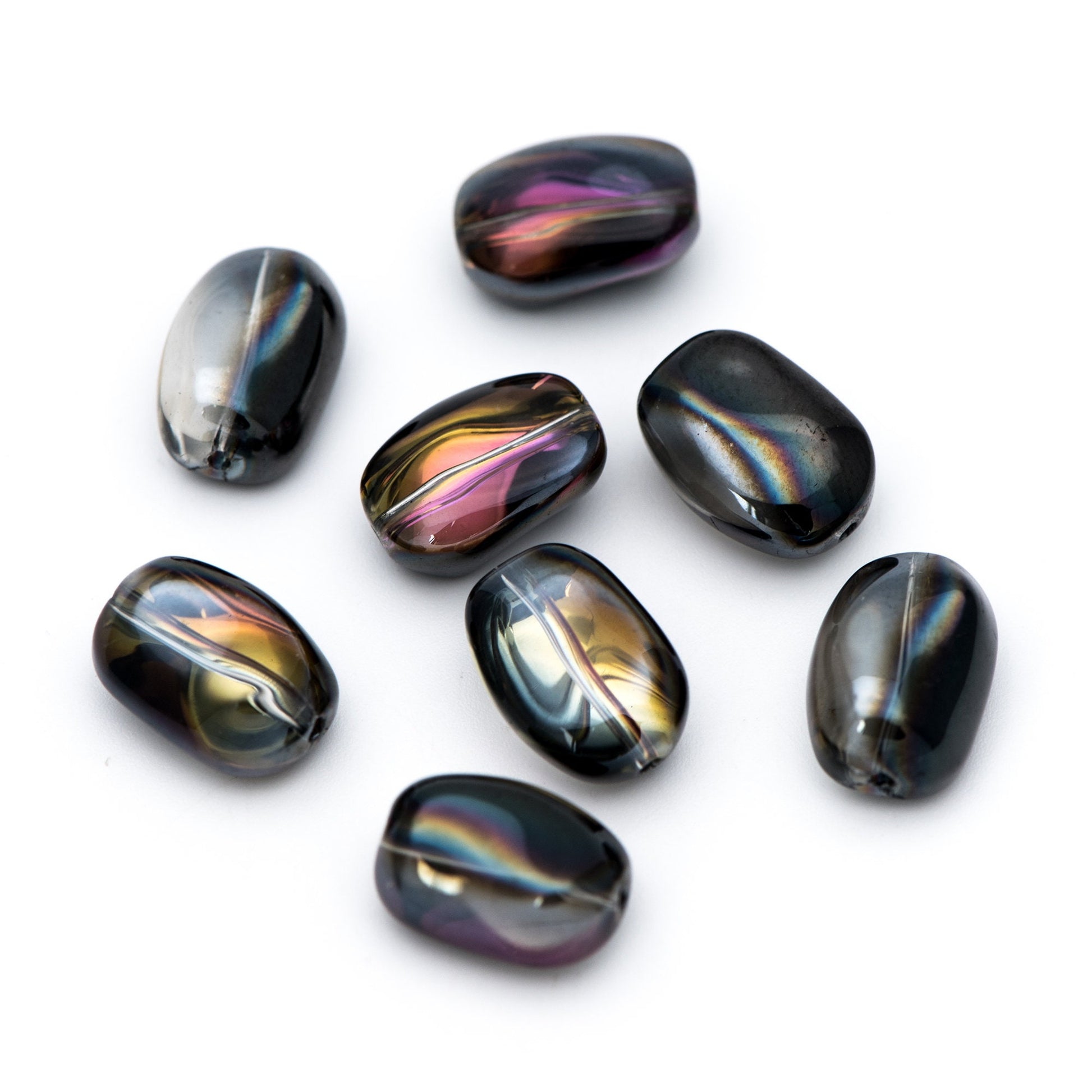 30pcs Faceted Glass Unique Beads, Stone Shaped Crystal beads 15mm, Sparkly Black Rose (GM-035-3)