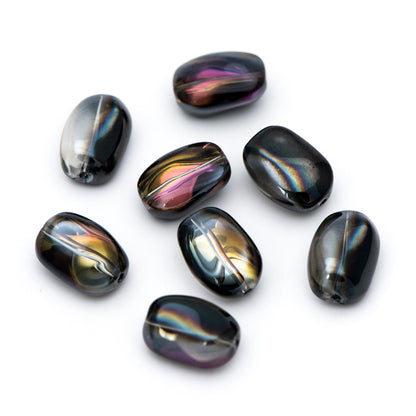 30pcs Faceted Glass Unique Beads, Stone Shaped Crystal beads 15mm, Sparkly Black Rose (GM-035-3)
