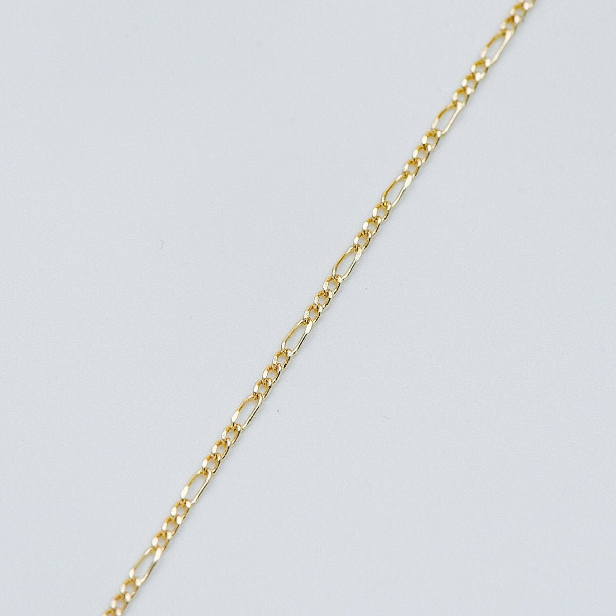 Gold/ Silver/ Rose God Figaro Chains, Real Gold/ Rhodium plated Brass, Color Not Easily Tarnish (#LK-168)/ 1 Meter=3.3 ft