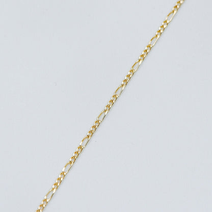 Gold/ Silver/ Rose God Figaro Chains, Real Gold/ Rhodium plated Brass, Color Not Easily Tarnish (#LK-168)/ 1 Meter=3.3 ft