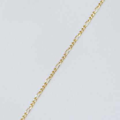 Gold/ Silver/ Rose God Figaro Chains, Real Gold/ Rhodium plated Brass, Color Not Easily Tarnish (#LK-168)/ 1 Meter=3.3 ft