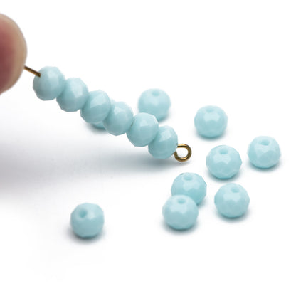 Crystal Glass Faceted Rondelle beads 4x6mm, Baby Blue -(BZ06-161)/ 95pcs