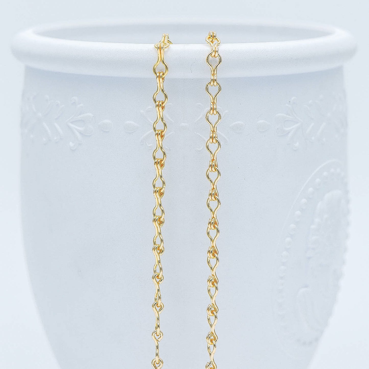 Gold/ Silver tone Link Chains 3.5mm, Real 18K Gold/ Rhodium plated Brass, Quality Specialty Chain Wholesale (#LK-231)/ 1 Meter=3.3 ft