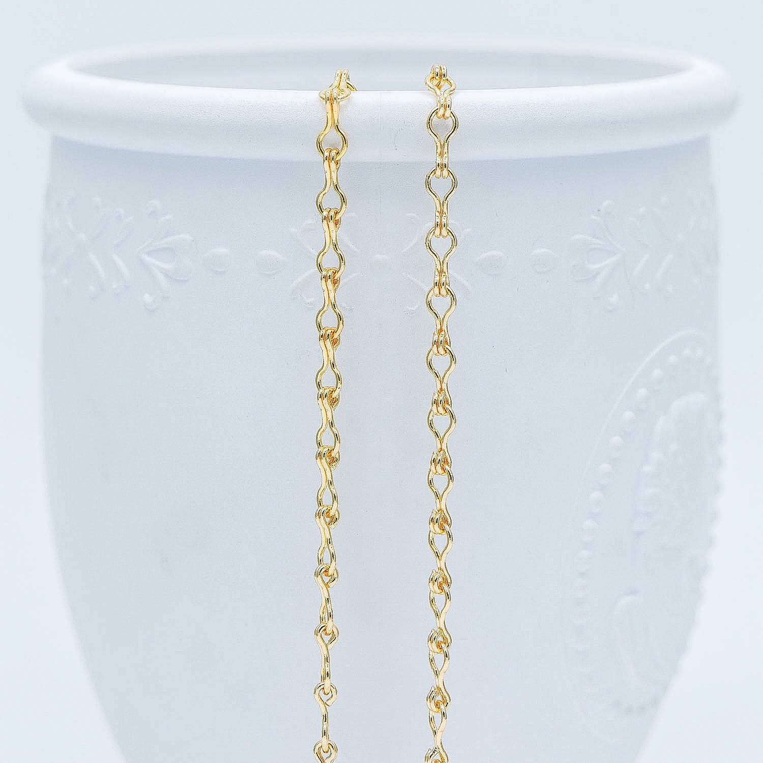 Gold/ Silver tone Link Chains 3.5mm, Real 18K Gold/ Rhodium plated Brass, Quality Specialty Chain Wholesale (#LK-231)/ 1 Meter=3.3 ft