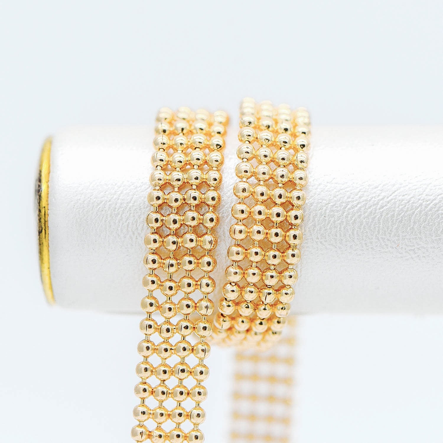 Gold/ Silver tone Multi Strand Ball Chains, Gold/ Rhodium plated Brass Beaded Chain Wholesale (#LK-233)/ 1 Meter=3.3 ft